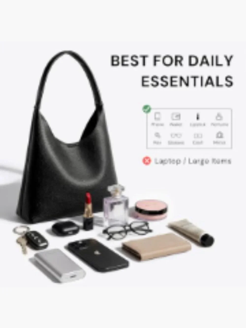 Small Slouchy Hobo Shoulder Bag for Women | Soft Vegan Leather